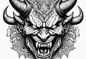 angry devil for a chest gothic style tattoo idea
