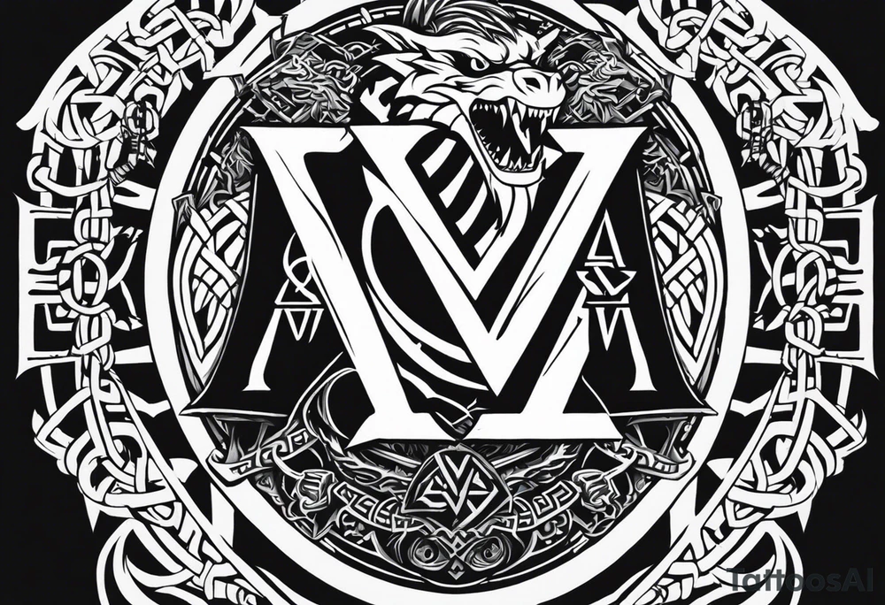 Valhalla sword shield dragon axe Valknut barbed wire chains tribal tattoo idea Valhalla sword shield dragon axe Valknut barbed wire chains tribal tattoo idea
