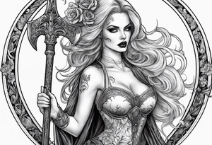 Lady death with scythe tattoo idea