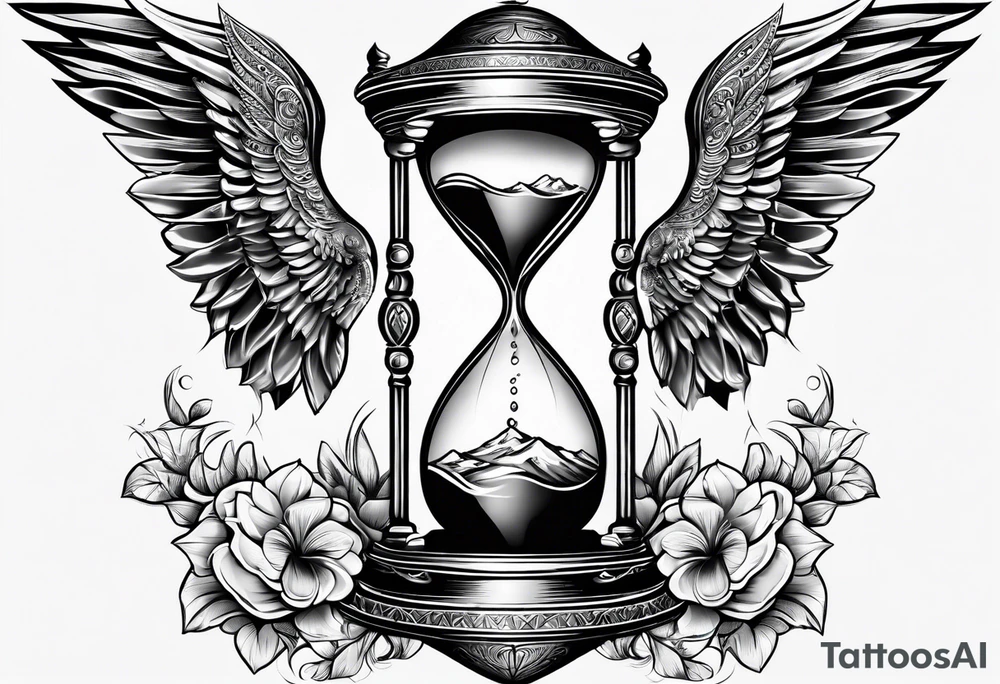 hourglass with wing carpe diem for men tattoo idea