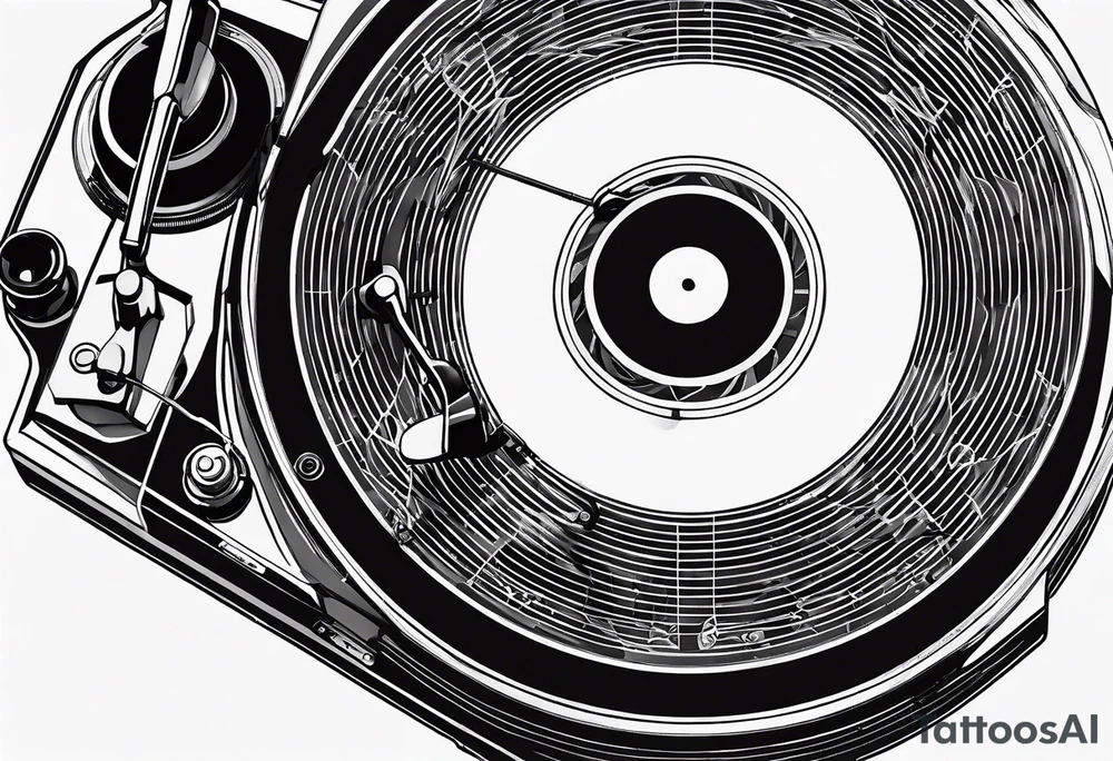 A recordplayer fineline minimalistic tattoo idea