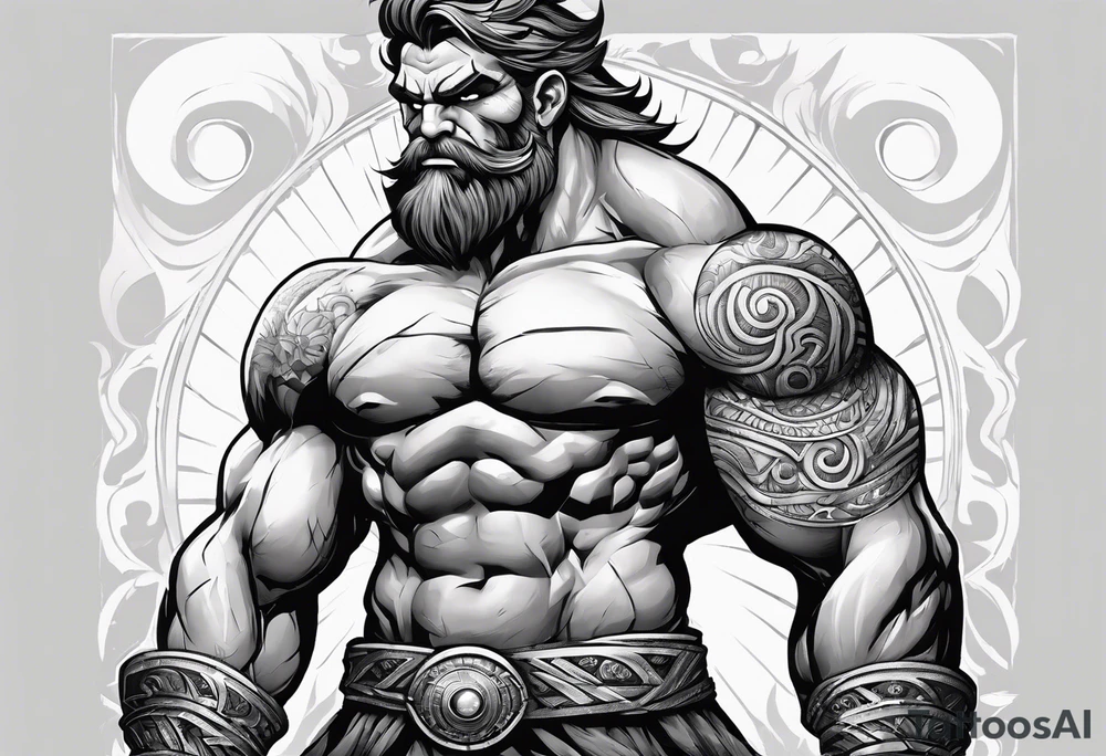 full body strong mythical giant cyclops turned to the side tattoo idea