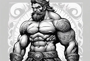 full body strong mythical giant cyclops turned to the side tattoo idea