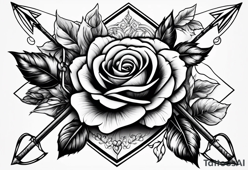 5 arrows and a rose tattoo idea