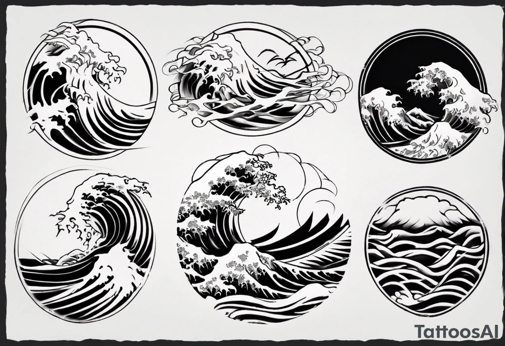 japanese waves line tattoo tattoo idea
