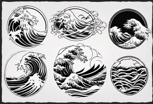 japanese waves line tattoo tattoo idea