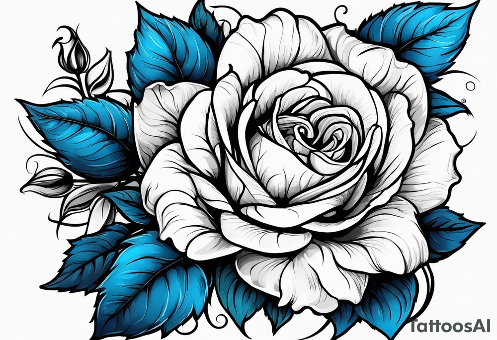 flower rose and blue, sunflower, tattoo idea