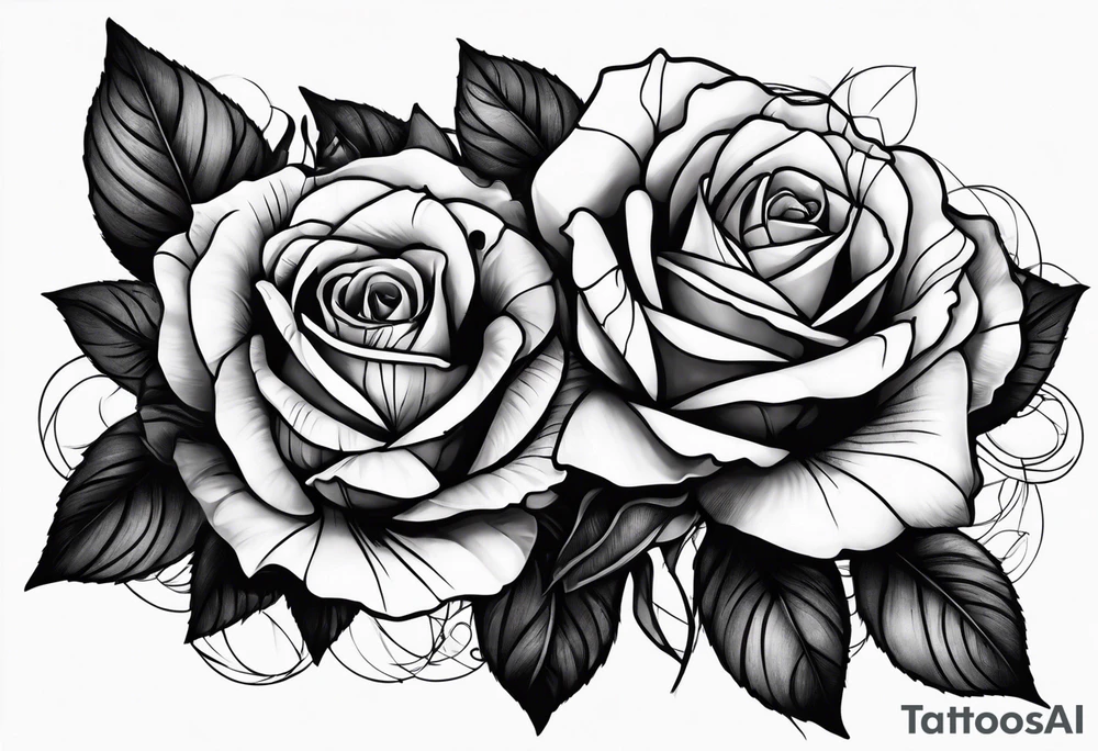 Black rotten roses stack sleeve tattoo idea