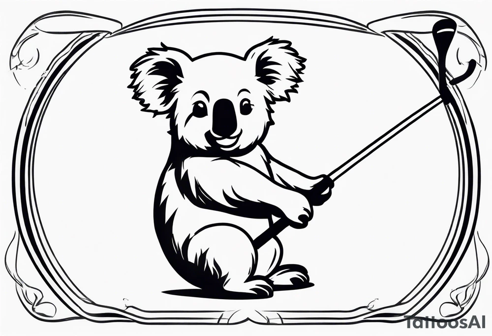 Koala swinging a golf club tattoo idea