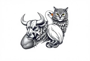 , bull, dog, swan, owl, cat, tattoo idea