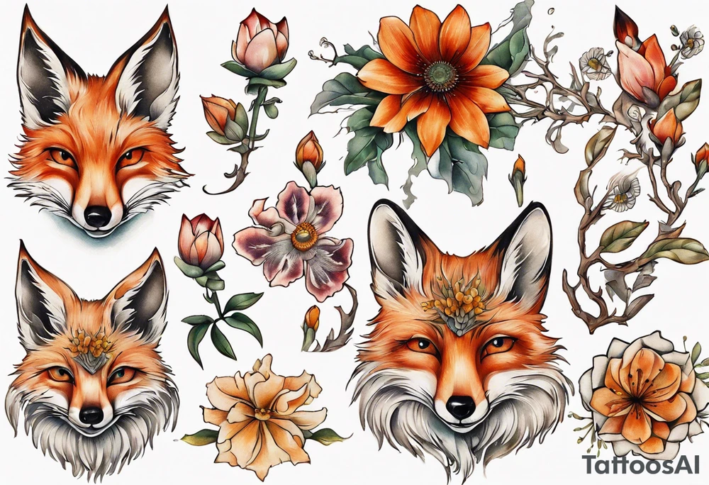 Eulenfuchs blume des lebens tattoo idea