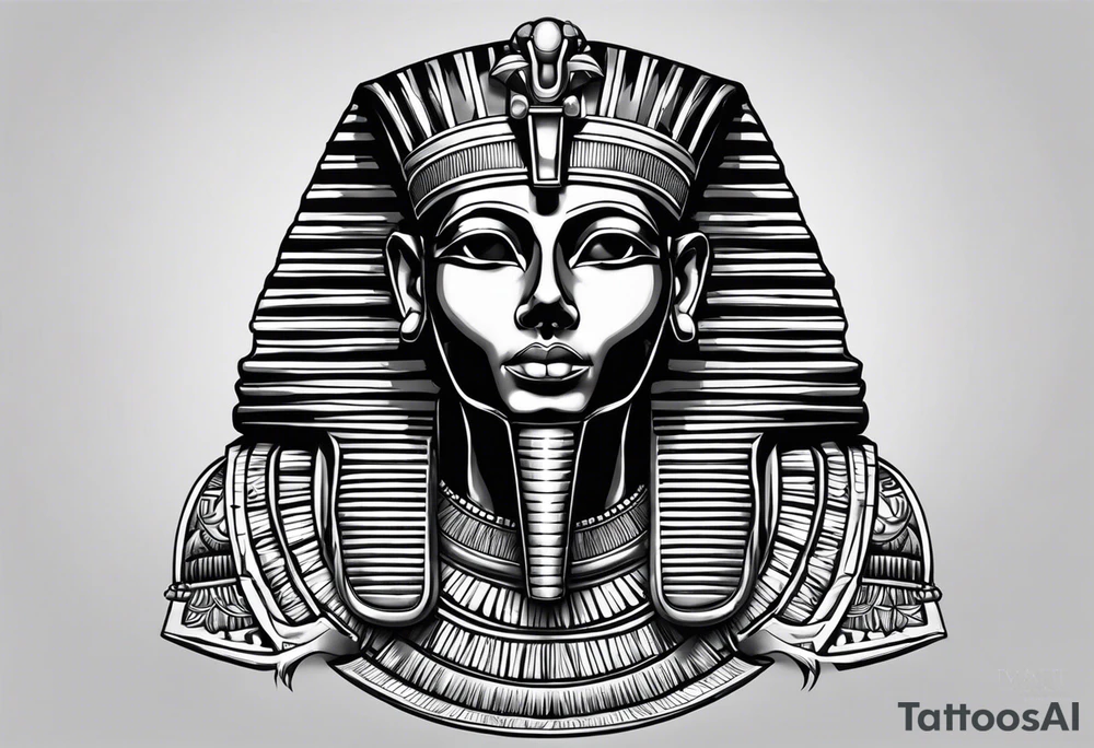 I want a Egyptian pharaoh skeleton in a headress facing the side full realistic detail for a tattoo tattoo idea
