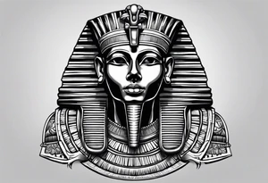 I want a Egyptian pharaoh skeleton in a headress facing the side full realistic detail for a tattoo tattoo idea