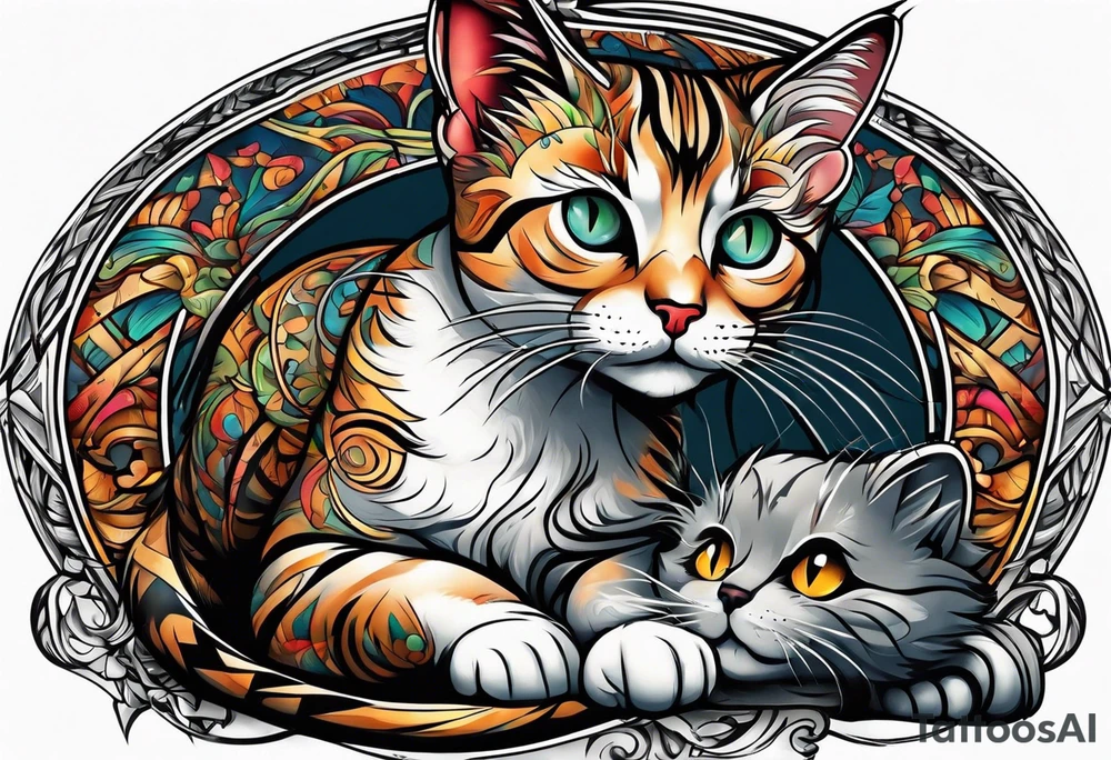 Cat playing with a mouse tattoo idea
