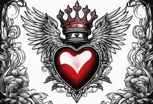 sacred heart with 3 swords instead of a cross. In front of a seraphim. tattoo idea