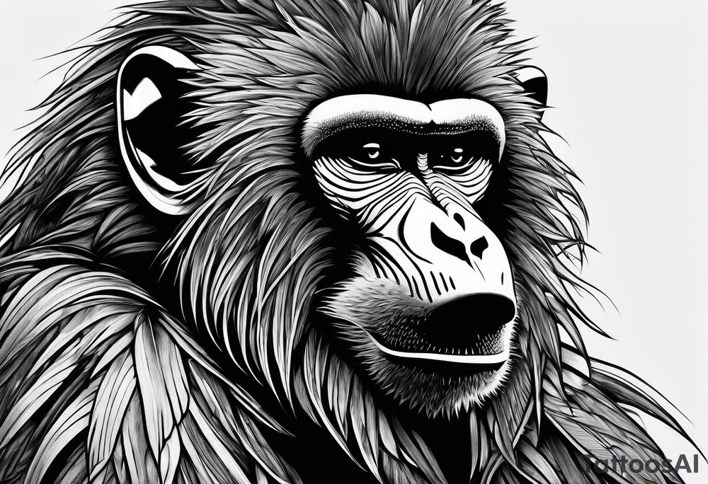 New school baboon with dagger tattoo idea