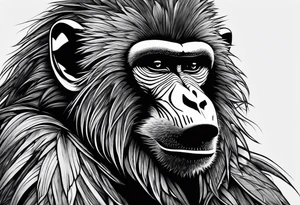 New school baboon with dagger tattoo idea