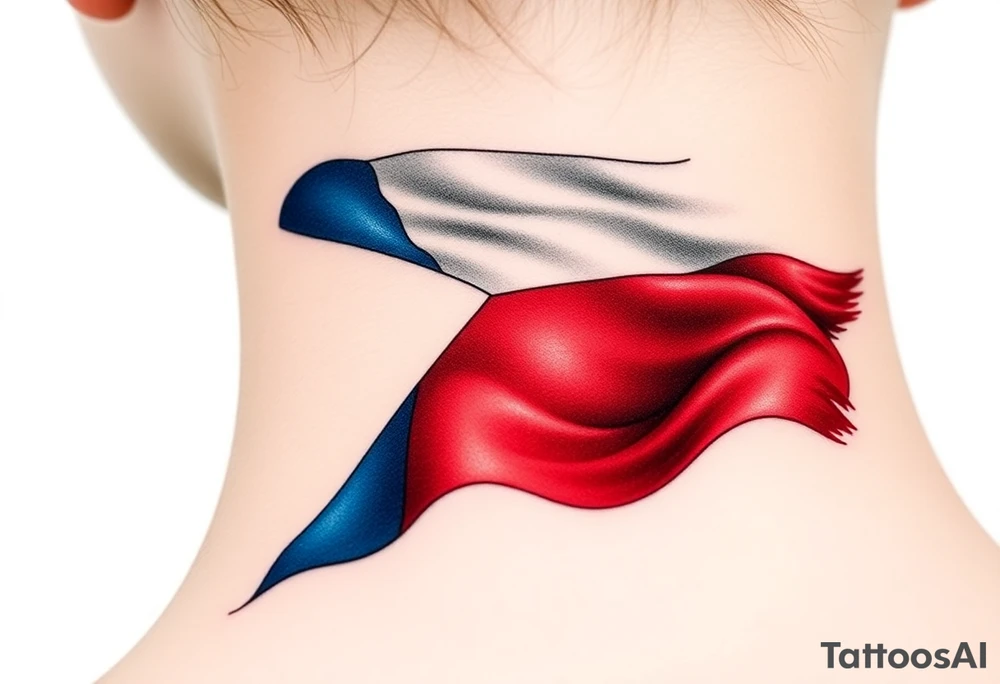 A waving Czech flag with realistic fabric texture tattoo idea