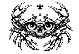 A king crab with the cancer zodiac visual and Huge eyes anti government symbols tattoo idea