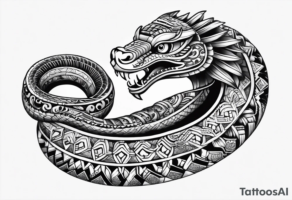 aztec snake sleeve tattoo idea