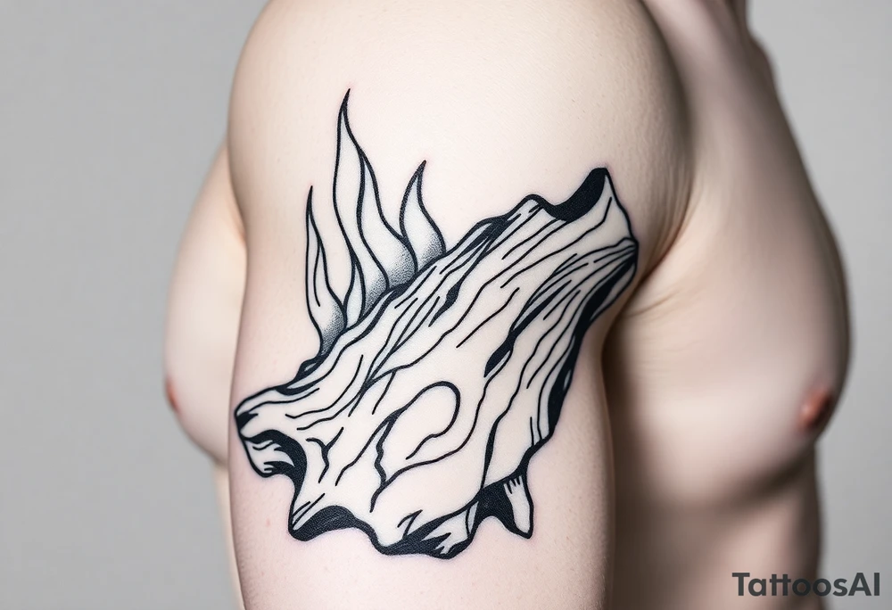 flame and wood tattoo idea