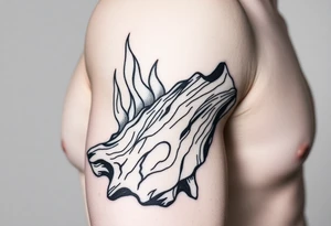 flame and wood tattoo idea
