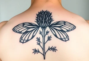 Scottish thistle with butterfly wings tattoo idea