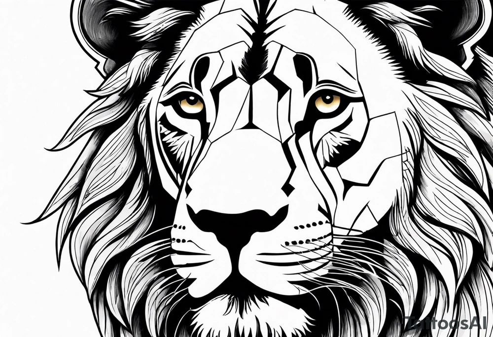 powerful majestic lion, close-up tattoo idea