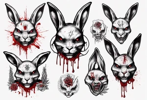 satanic rabbit with bloody face tattoo idea