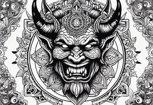 Word karma on devil tattoo idea