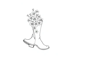 cow girl boot with flowers coming out of it tattoo idea