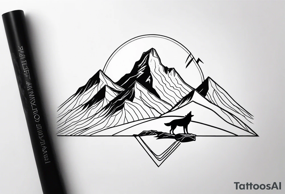 Mountain and Wolf tattoo idea