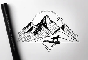 Mountain and Wolf tattoo idea
