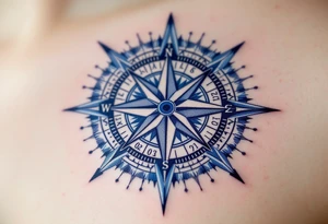 Jakub 02. 03. 2021 – A classic blue and gray compass with Jack's birthdate etched in bold, modern font at the center. tattoo idea