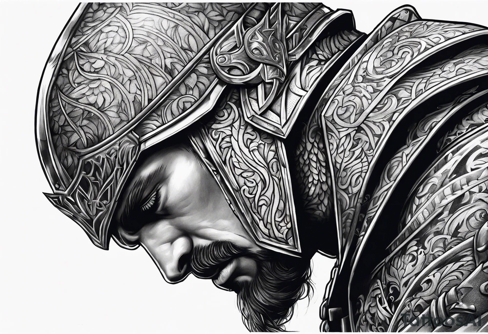 Wounded knight on his knees tattoo idea