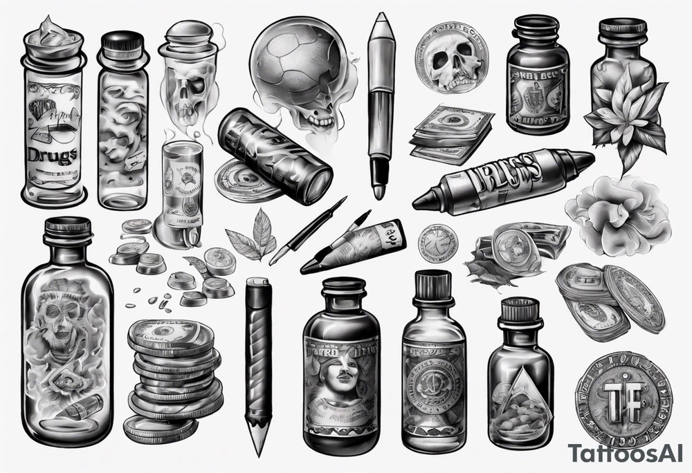drugs and money tattoo idea