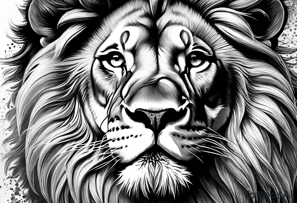 powerful majestic lion, close-up tattoo idea