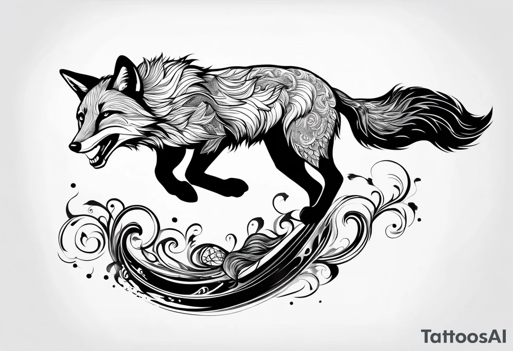 Fox leaping tattoo idea