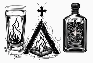 christian 
cross, campfire and whiskey tattoo idea