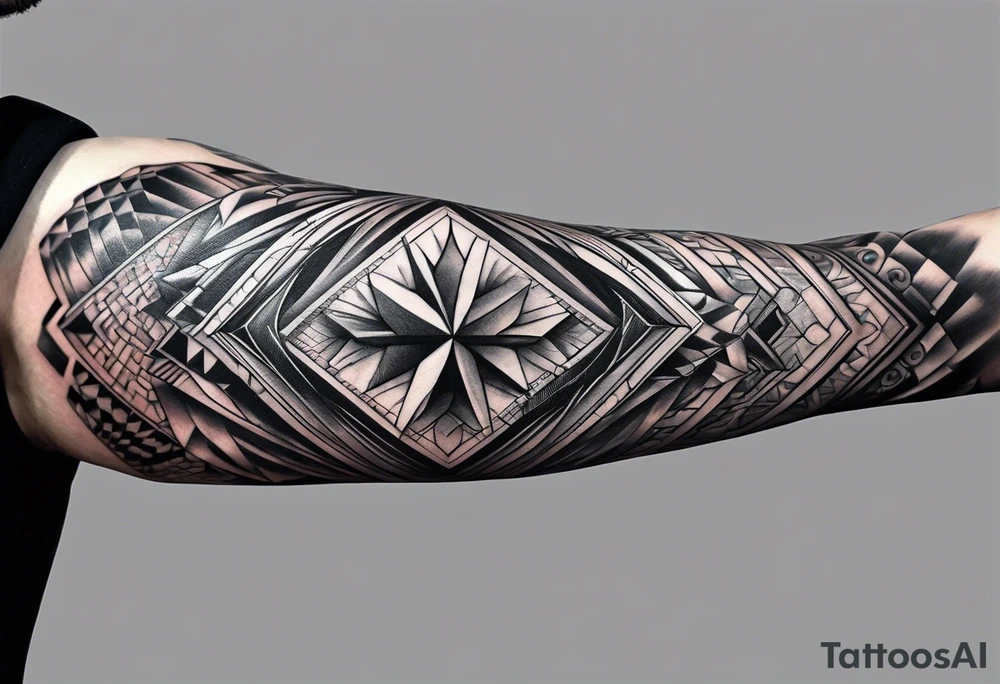 Forearm sleeve with empty diamond in the middle for men. tattoo idea Forearm sleeve with empty diamond in the middle for men. tattoo idea