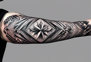 Forearm sleeve with empty diamond in the middle for men. tattoo idea