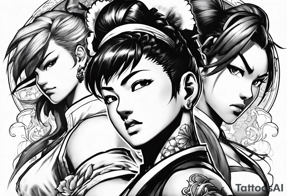 street fighter 3 makoto, chun li fighting tattoo idea