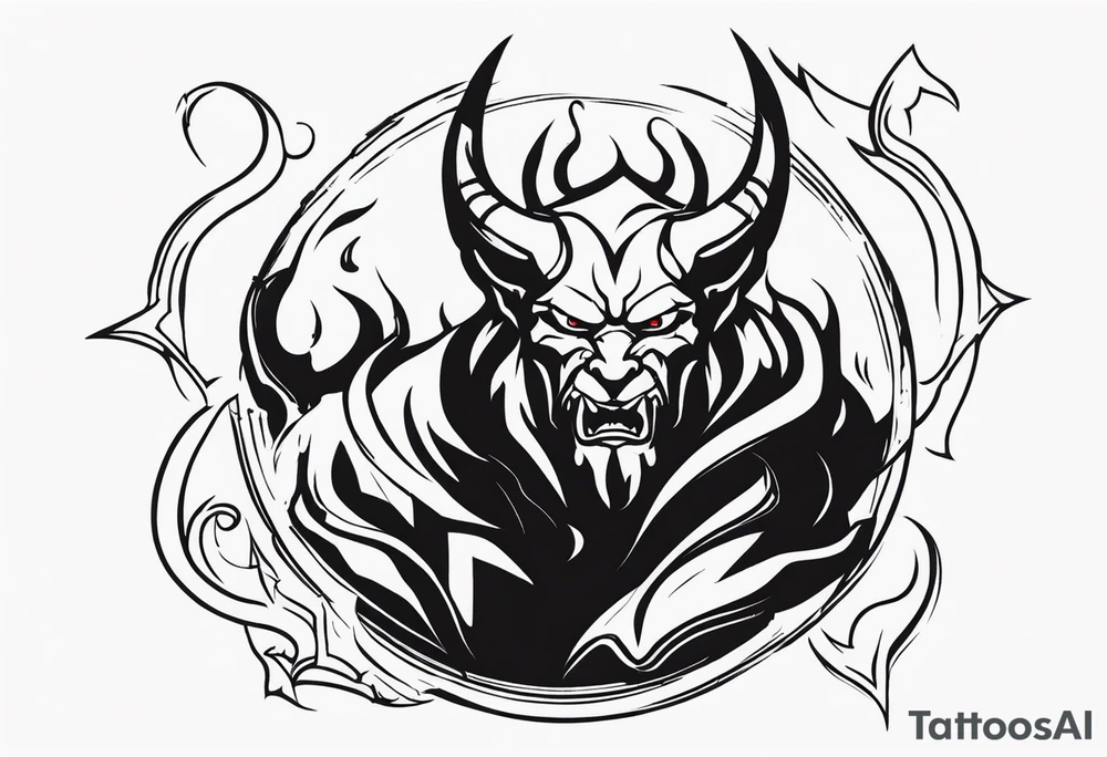 Devil with hell hounds tattoo idea
