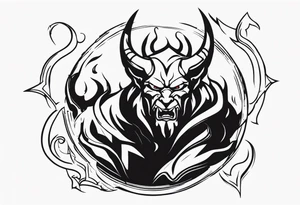 Devil with hell hounds tattoo idea