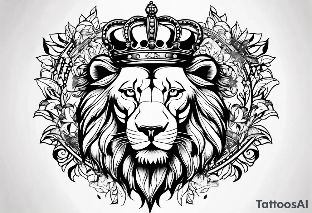 lion wearing crown tattoo idea