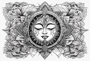 symbols representing adventure and karma, with flowing elements to signify your go-with-the-flow attitude. tattoo idea