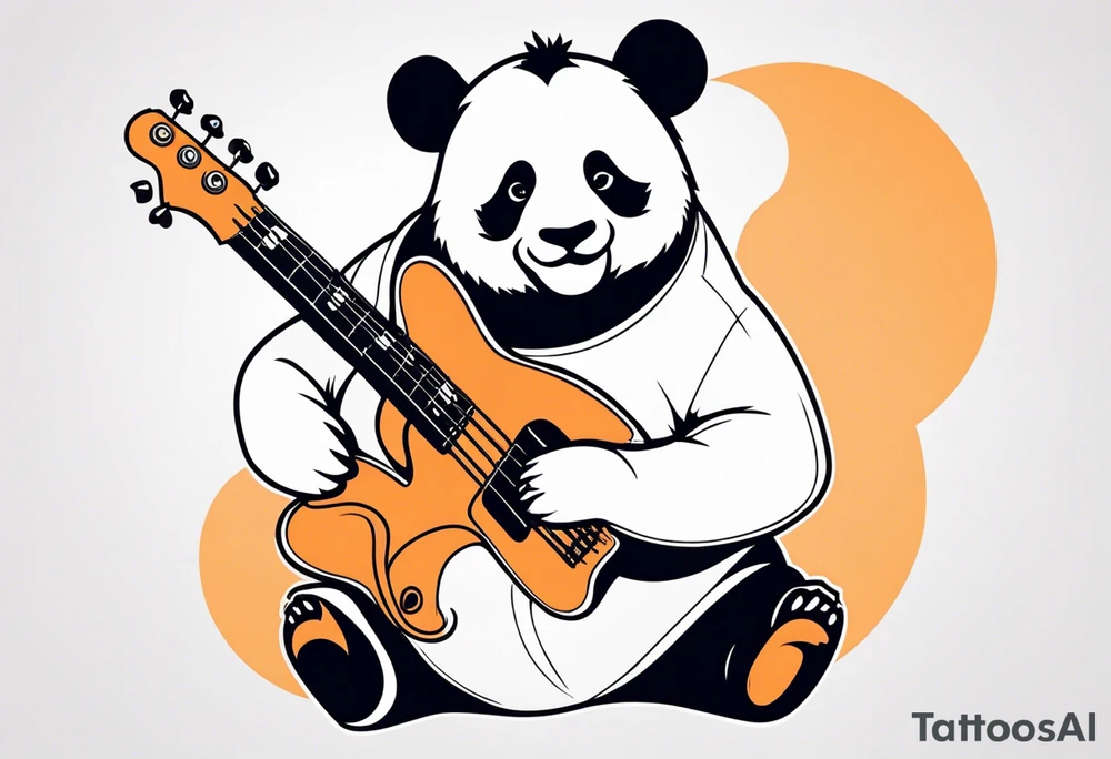 A panda playing the bass guitar tattoo idea