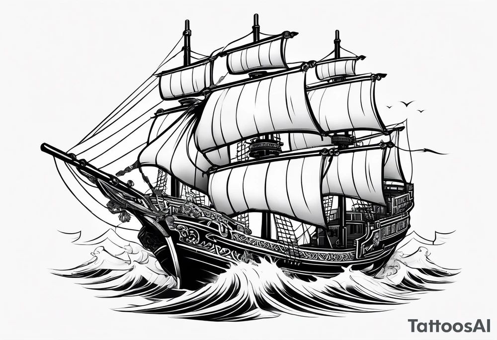 Chinese junk ship with lightning tattoo idea