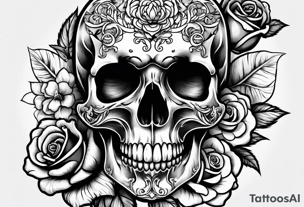 skull and rose tattoo idea