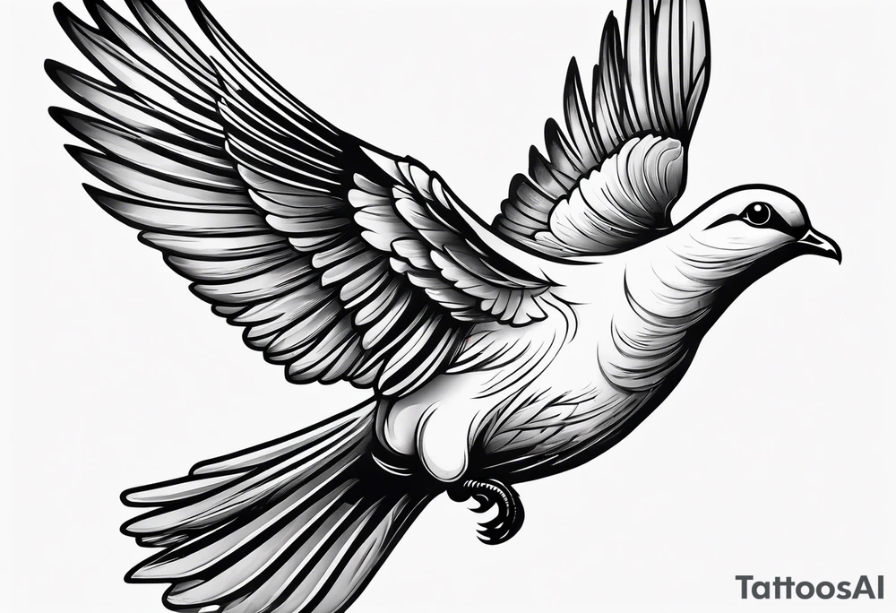 Dove flying horizontally tattoo idea